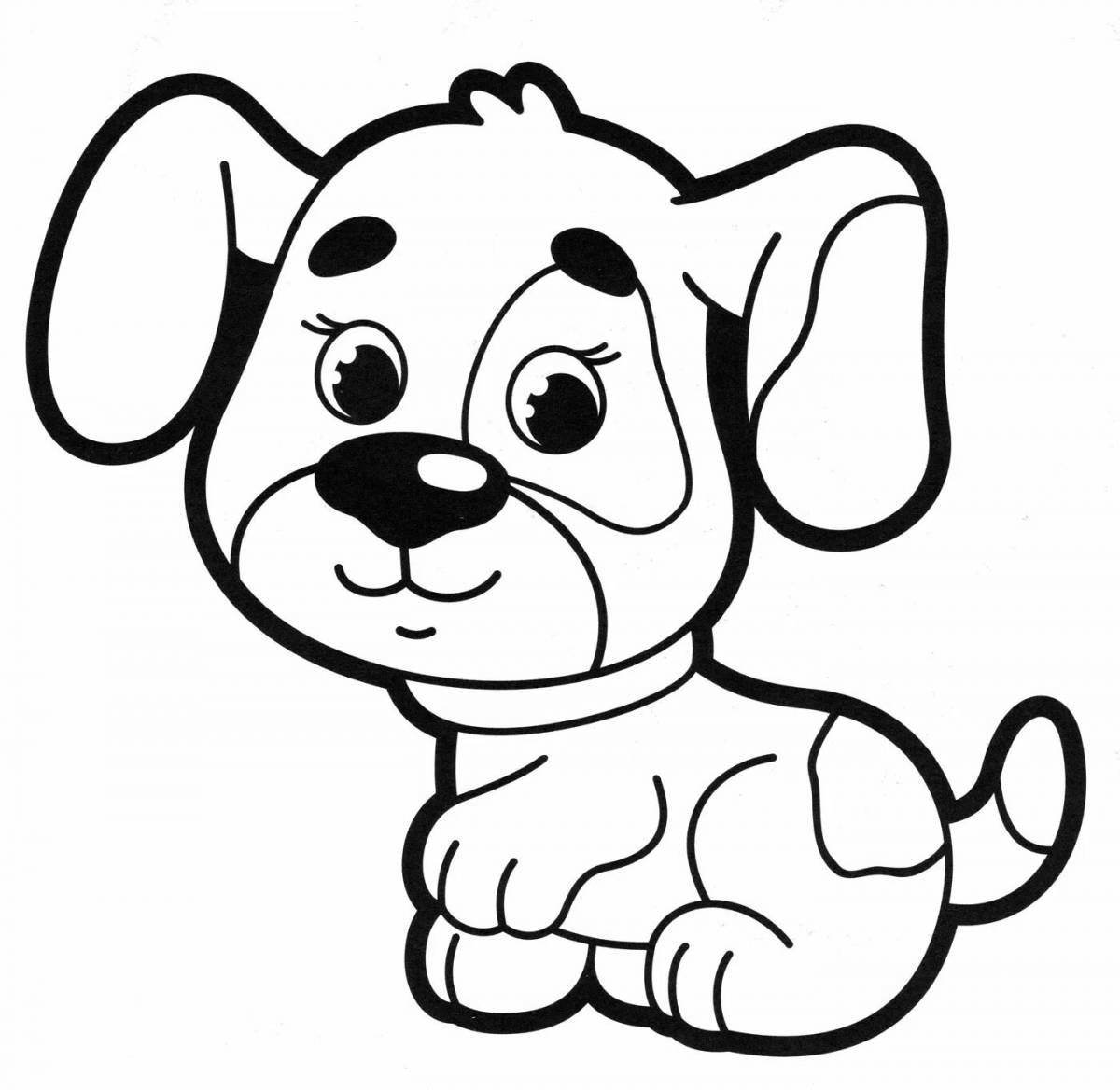 Раскраска сладкая собака для детей