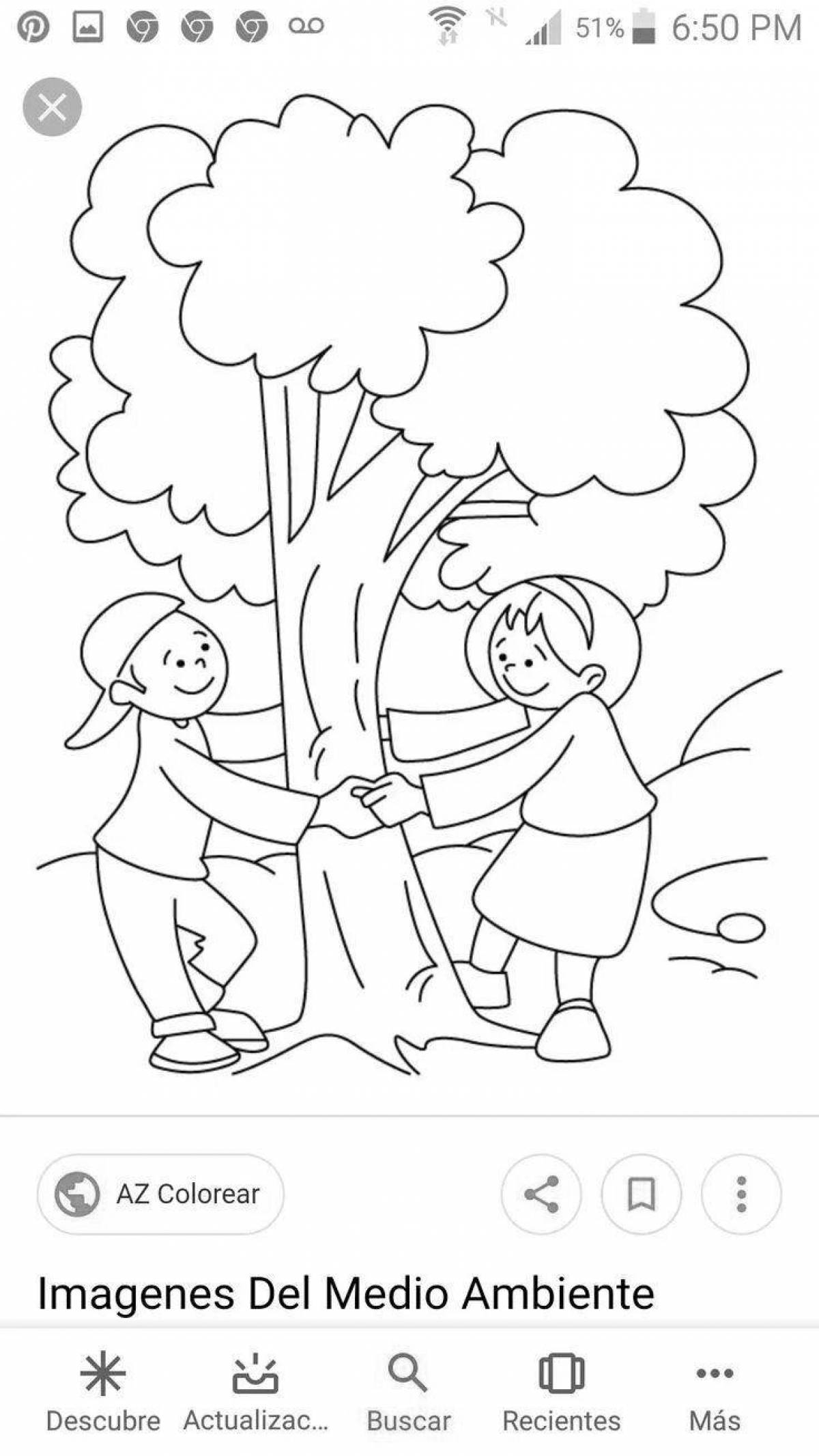 Fun coloring book take care of nature for preschoolers on ecology