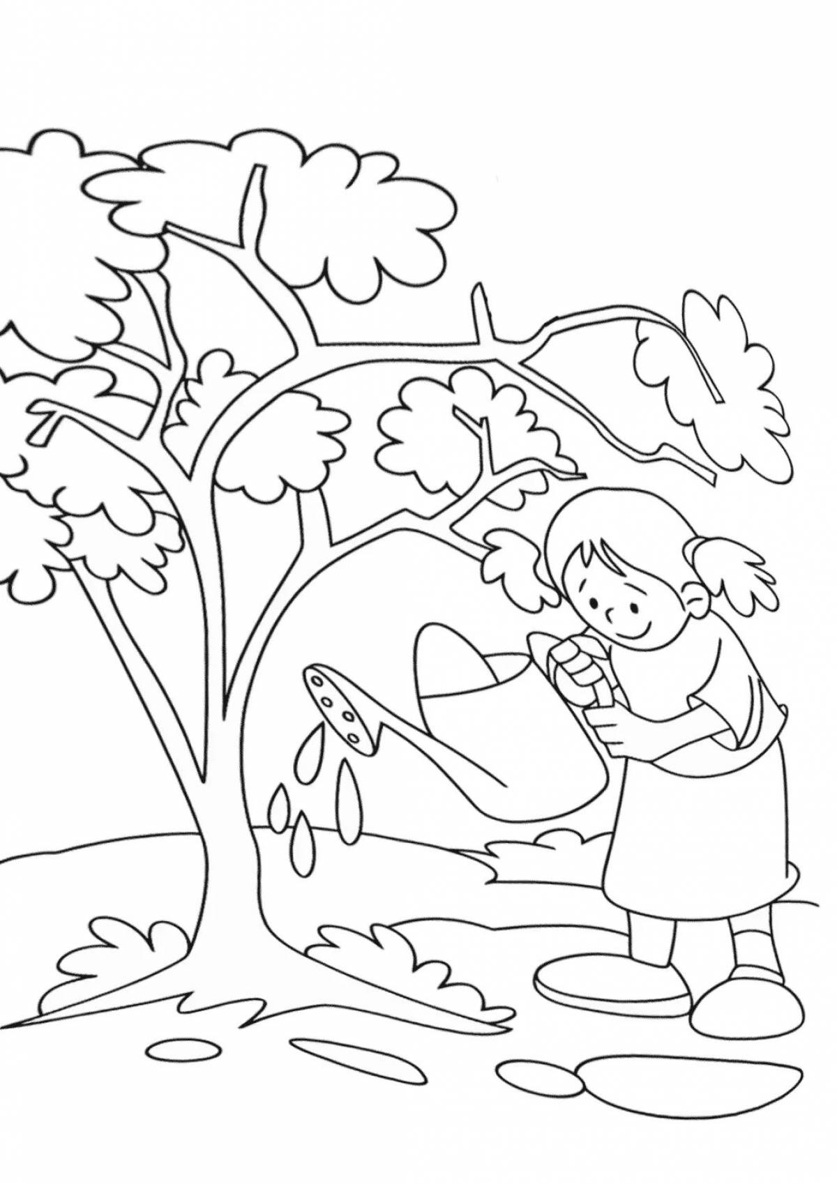 Creative coloring book take care of nature for preschoolers on ecology