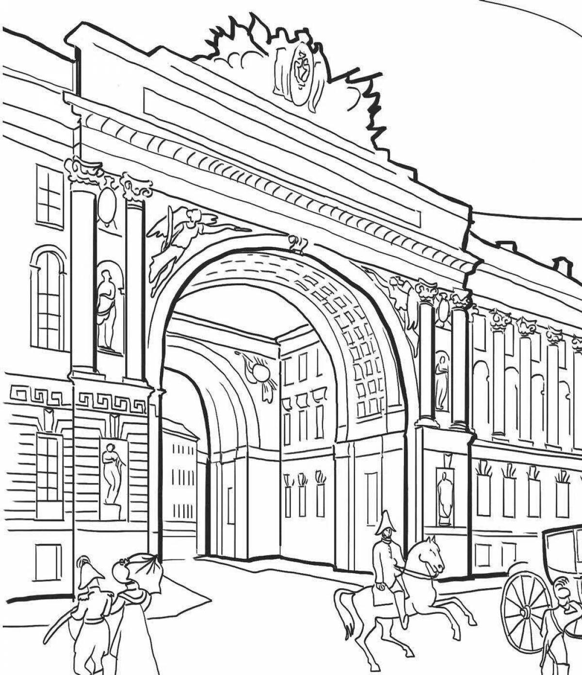 Glittering winter palace coloring page