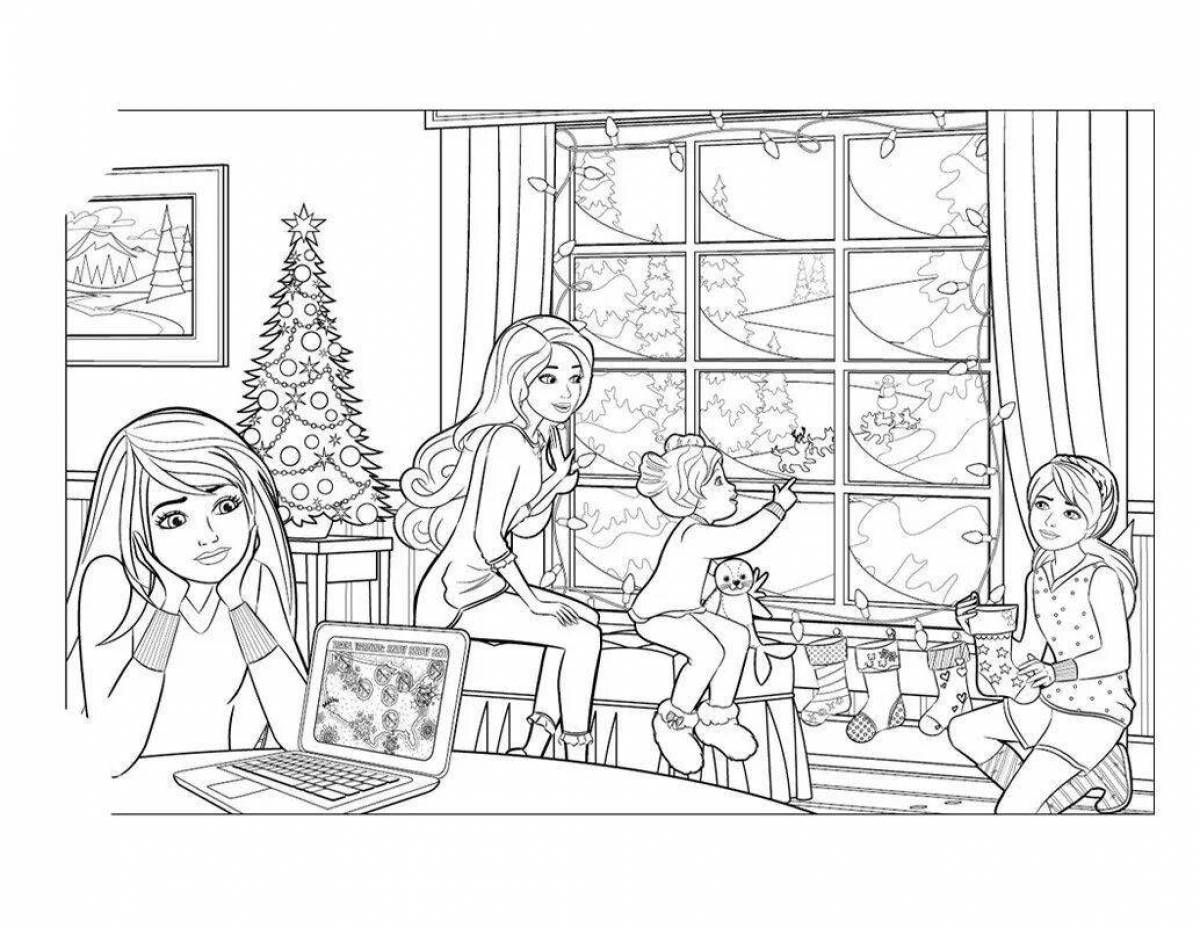 Playful barbie family coloring book