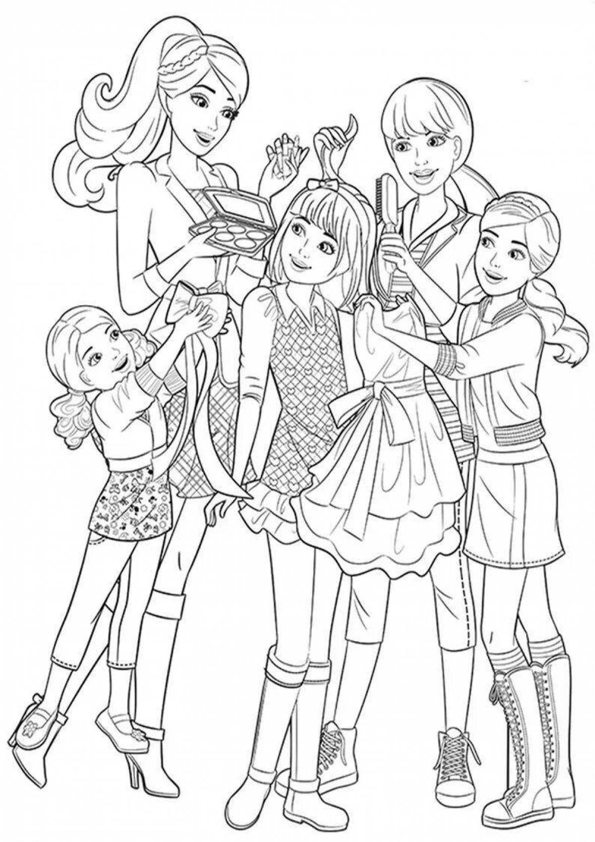 Barbie's energetic family coloring book