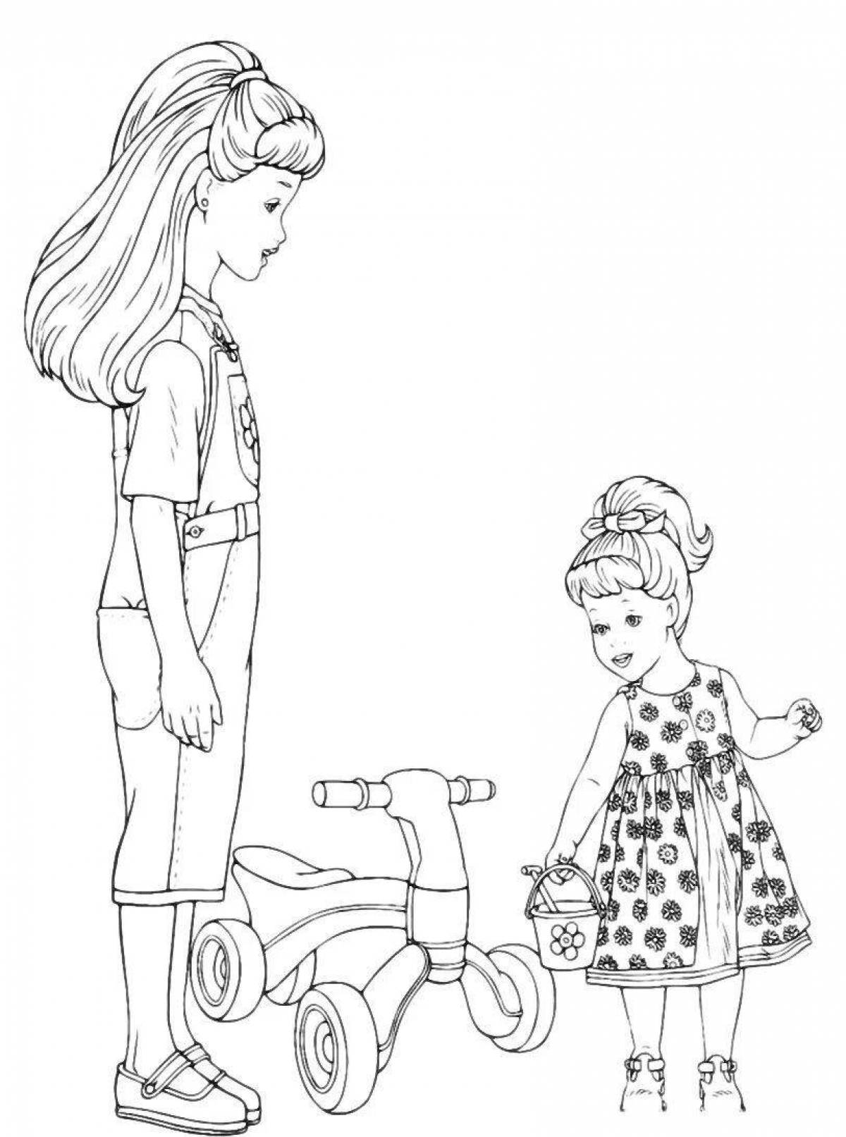 Serene barbie family coloring book