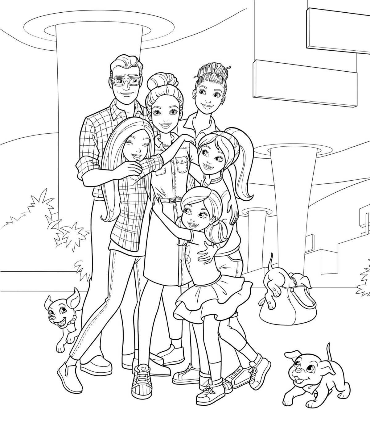 Barbie peaceful family coloring