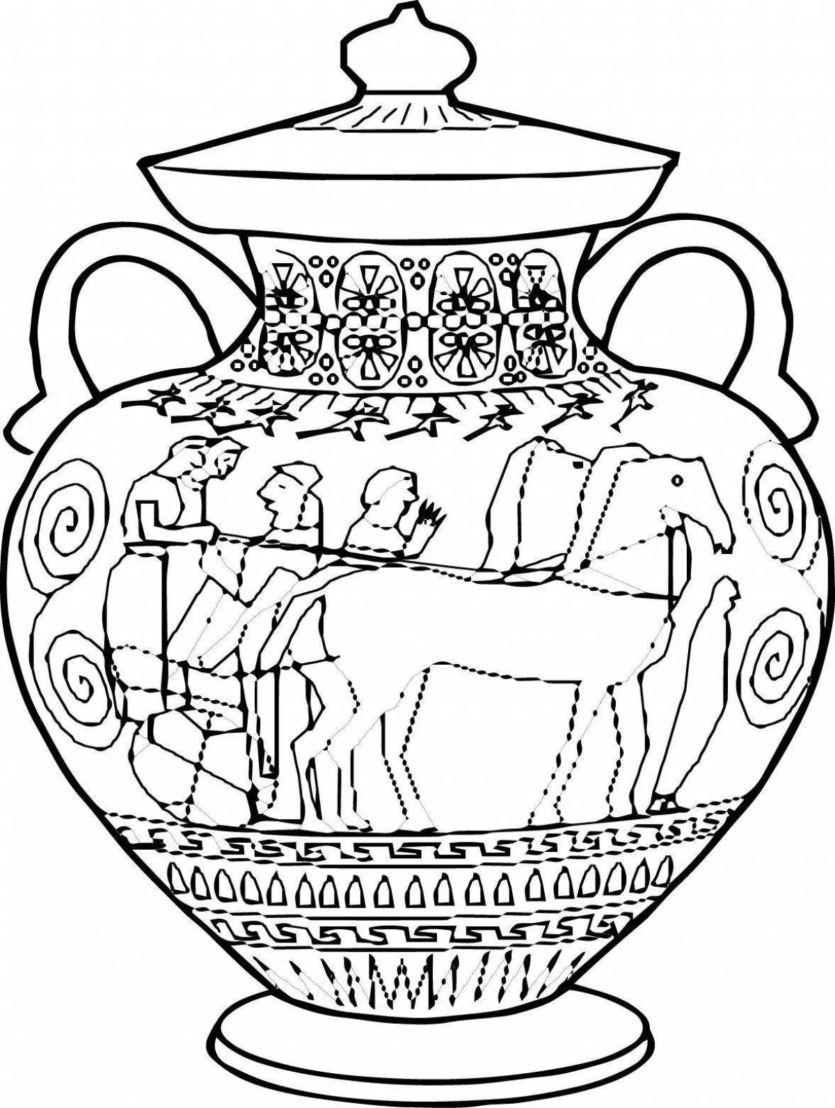 Colouring colorful Greek vase