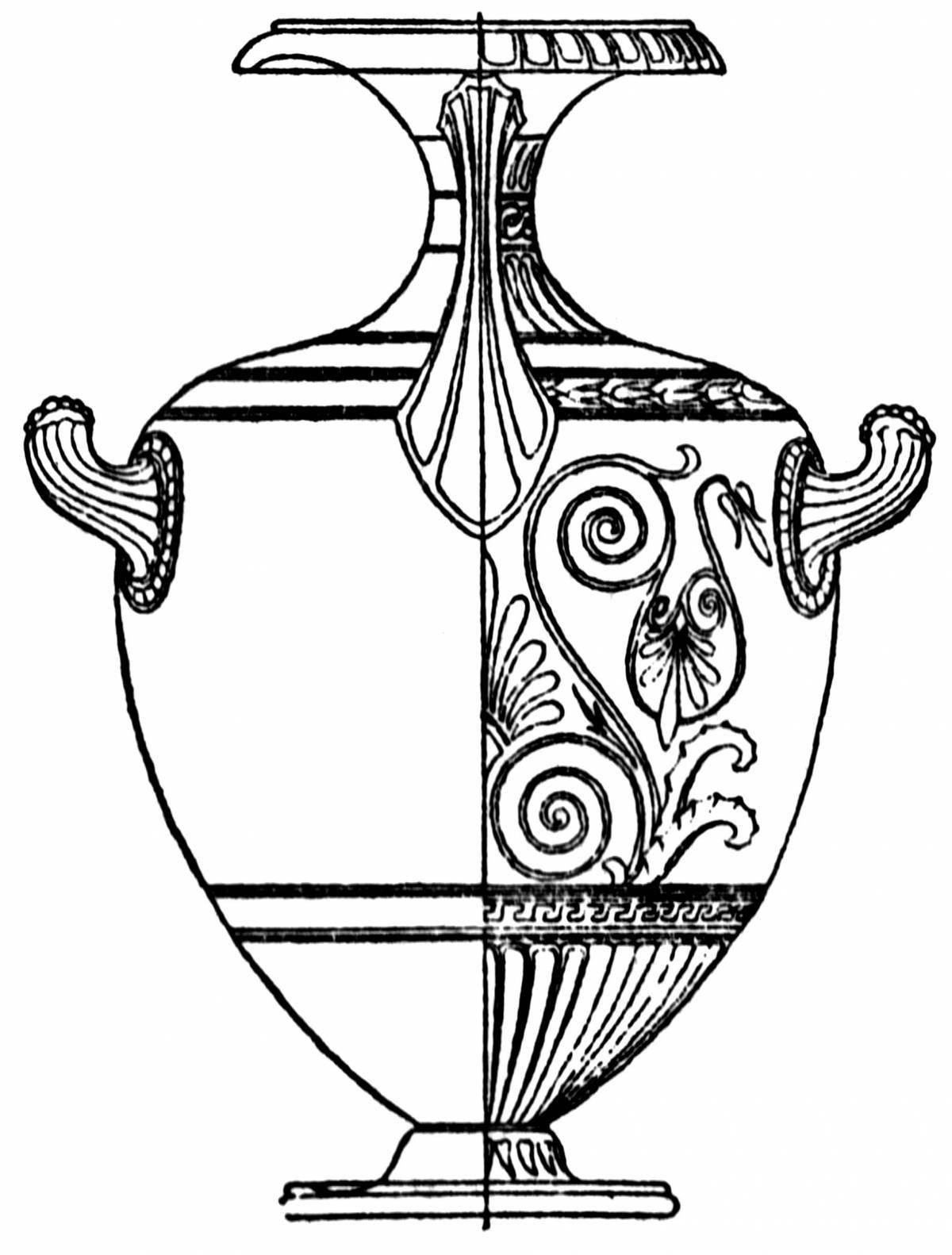 Coloring page decorated Greek vase