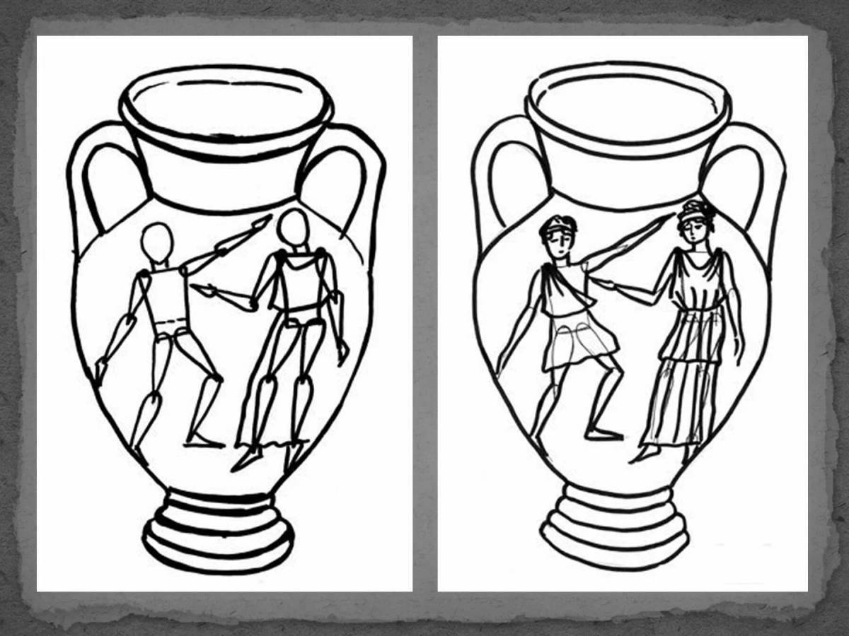 Потрясающая страница раскраски греческой вазы