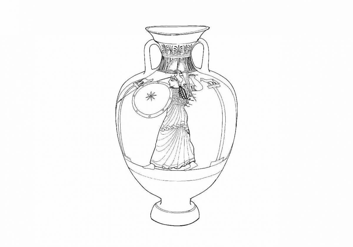 Привлекательная греческая ваза-раскраска