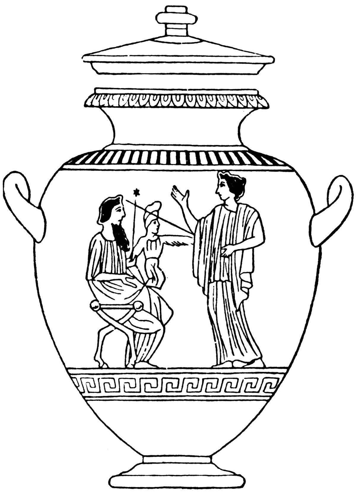 Удивительная страница раскраски греческой вазы