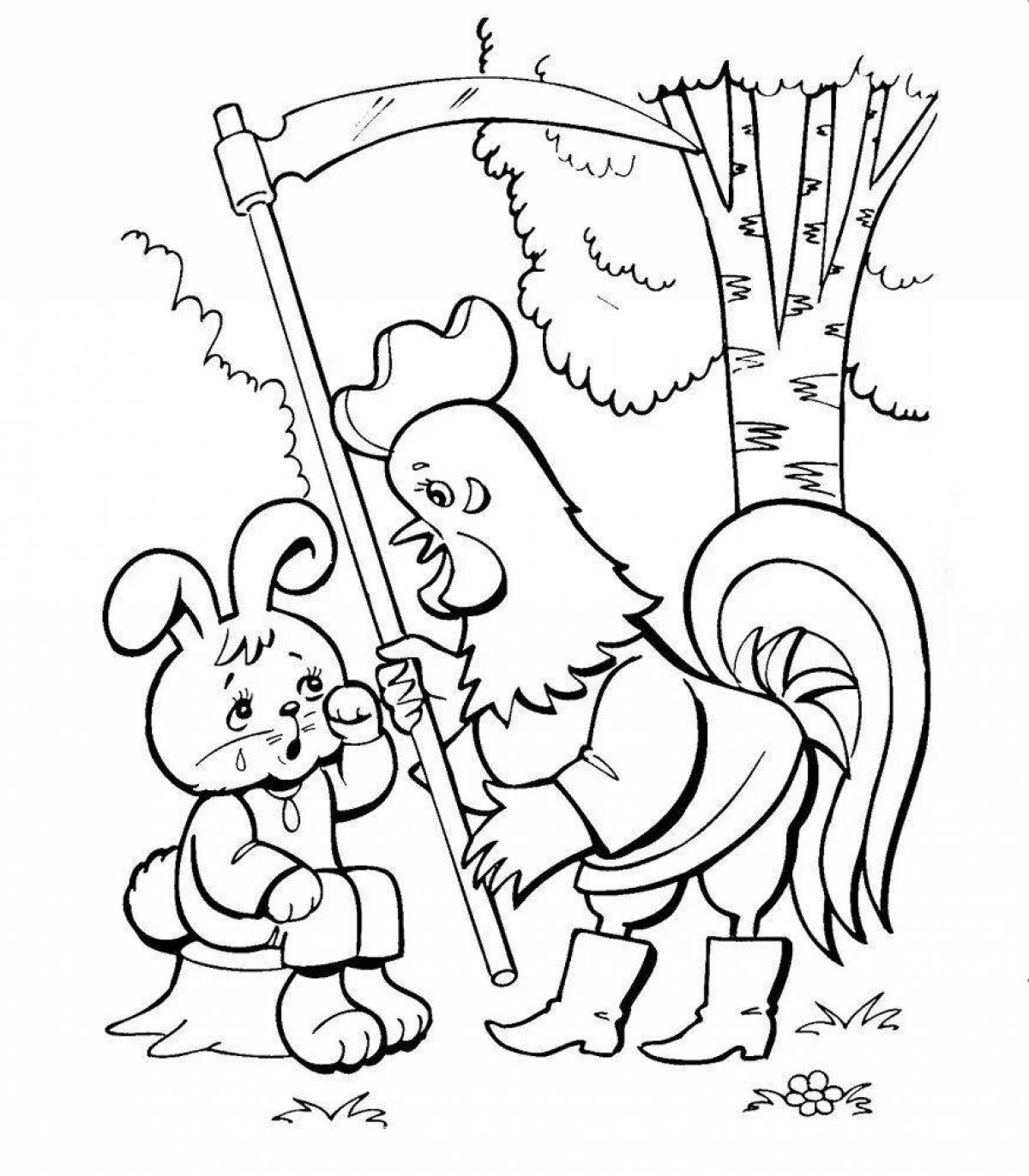 Adorable rabbit hut coloring page
