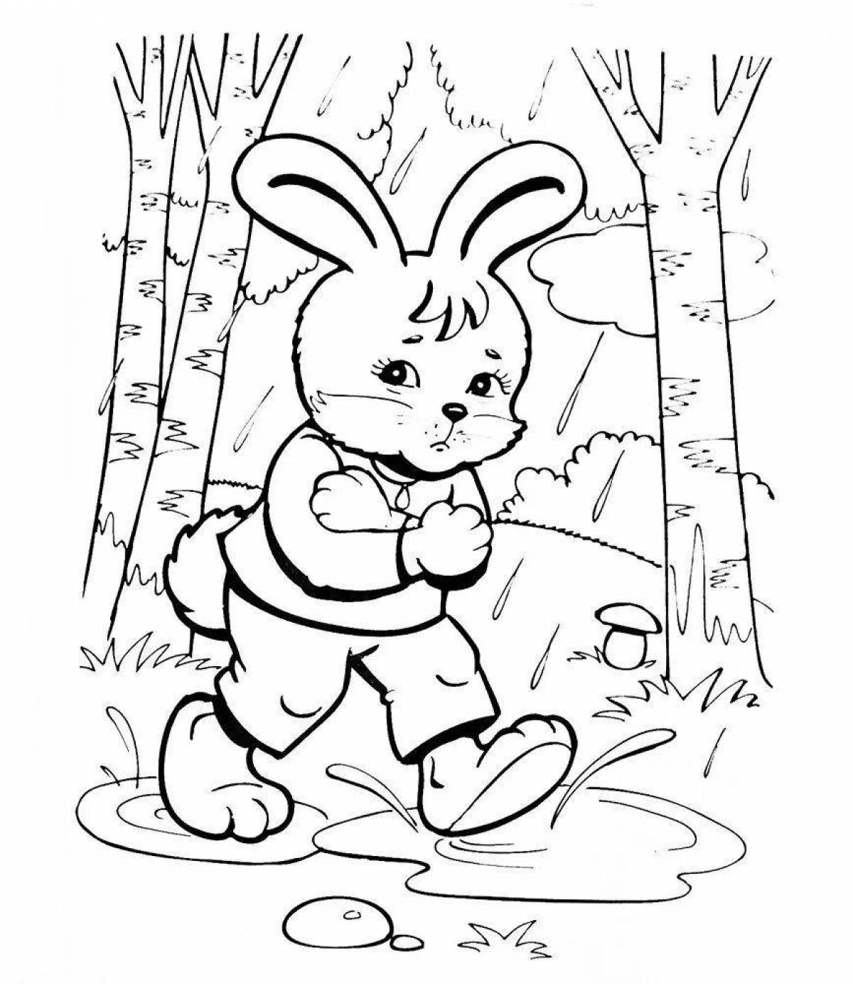Delightful rabbit hut coloring book