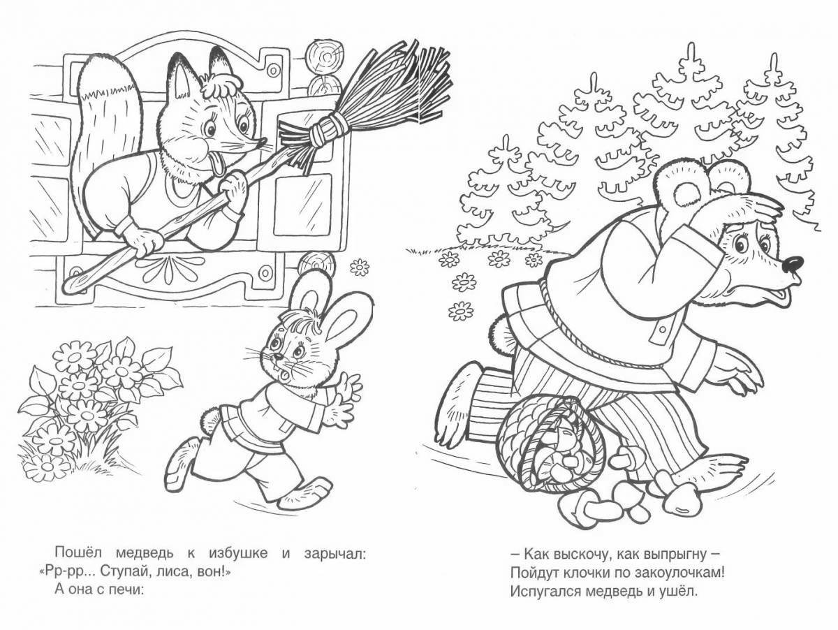 Coloring page funny hare hut
