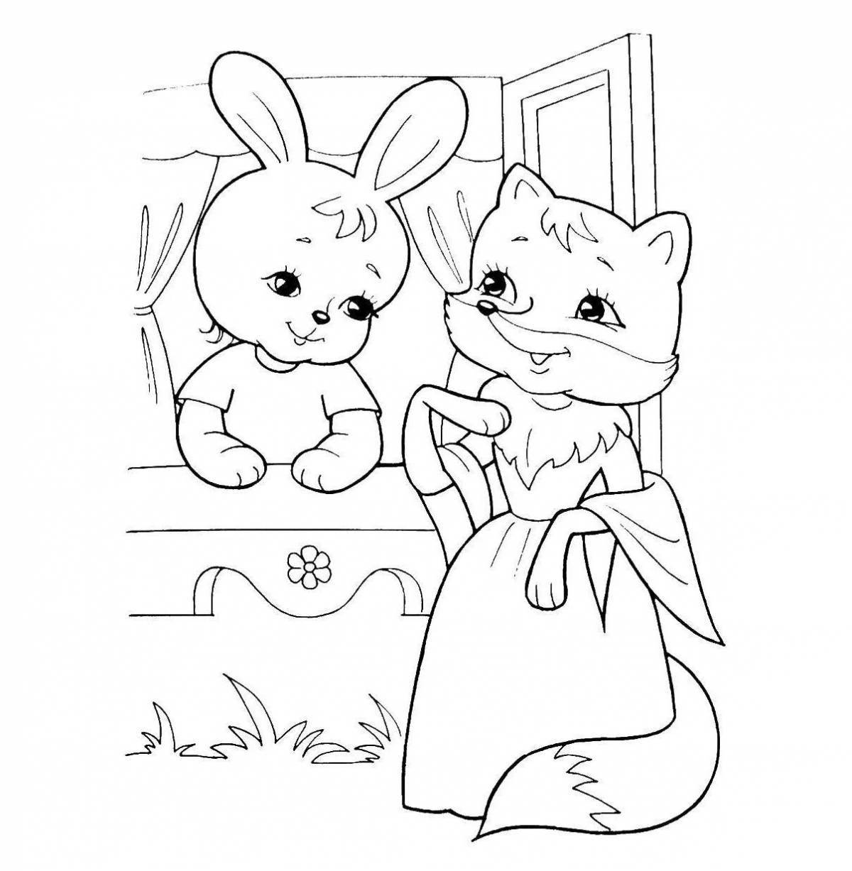 Coloring page nice hare hut
