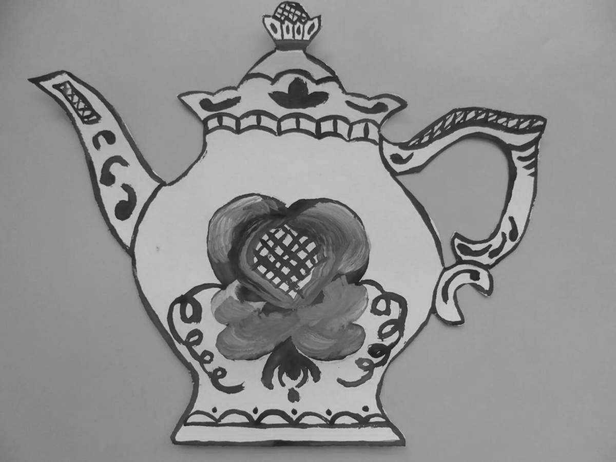 Великолепная роспись чайника гжель для детей