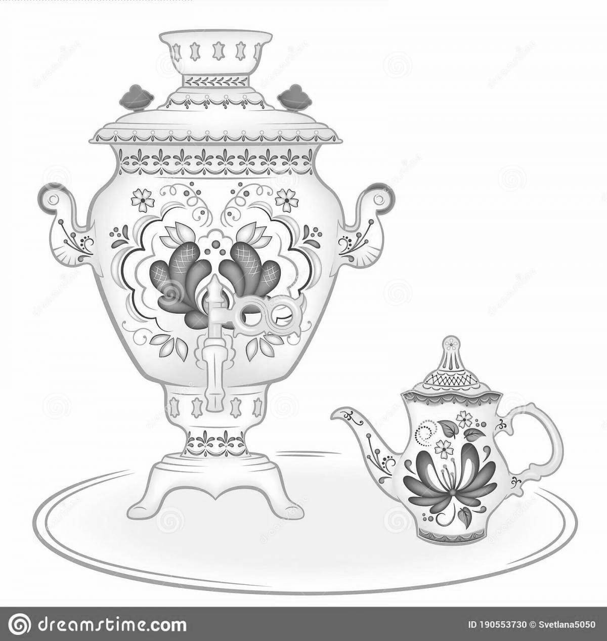 Wonderful teapot Gzhel coloring