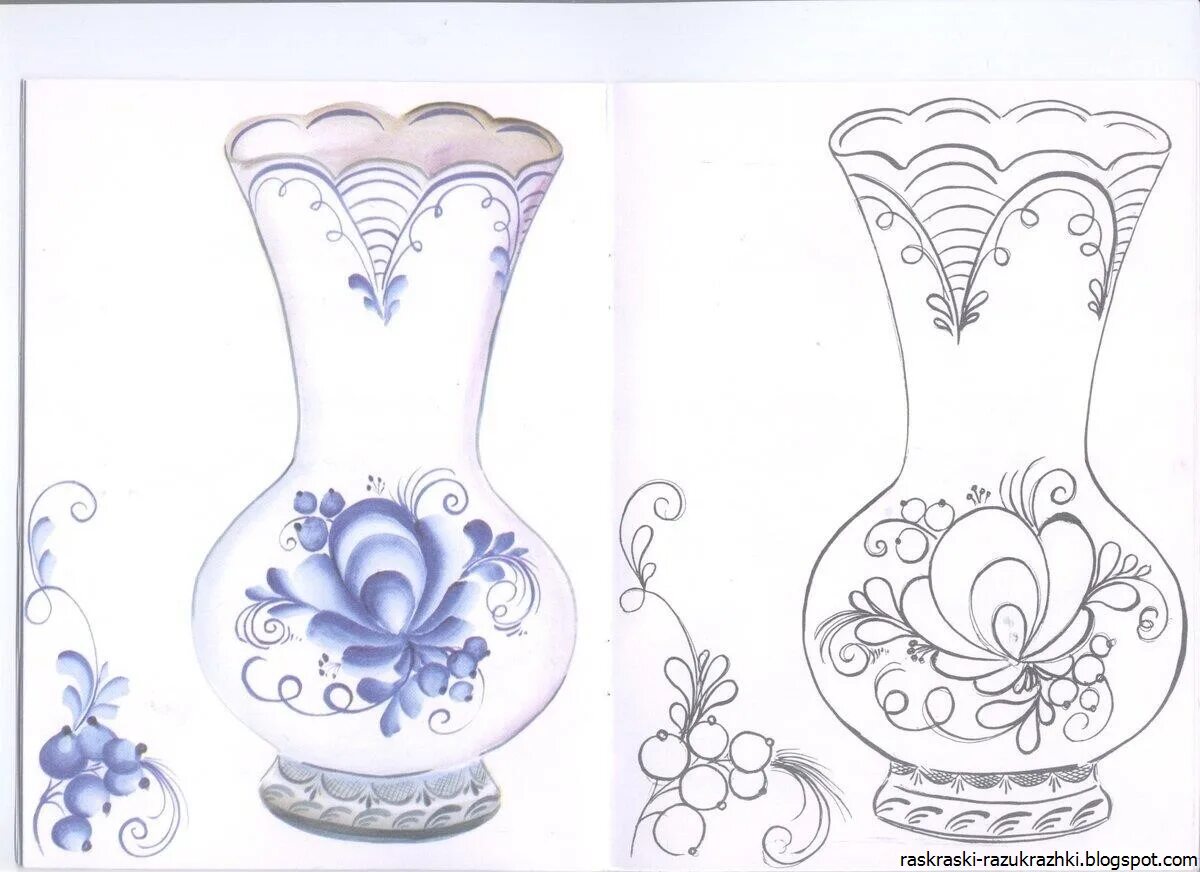 Coloring page unusual Gzhel teapot