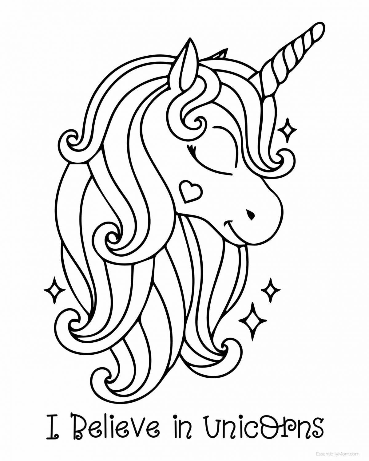 Sparkly anime unicorn coloring book