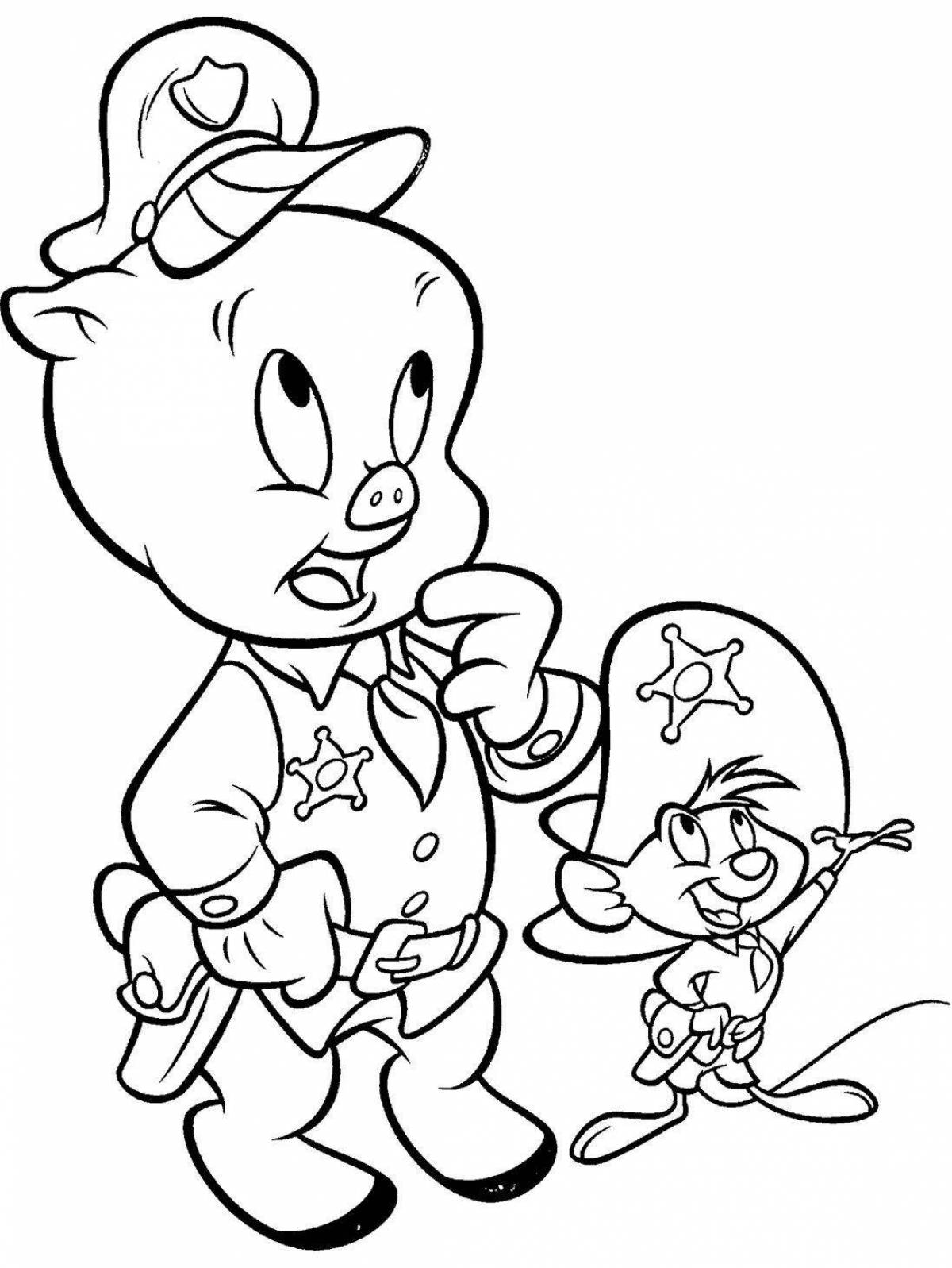 Coloring page of a funny cartoon character