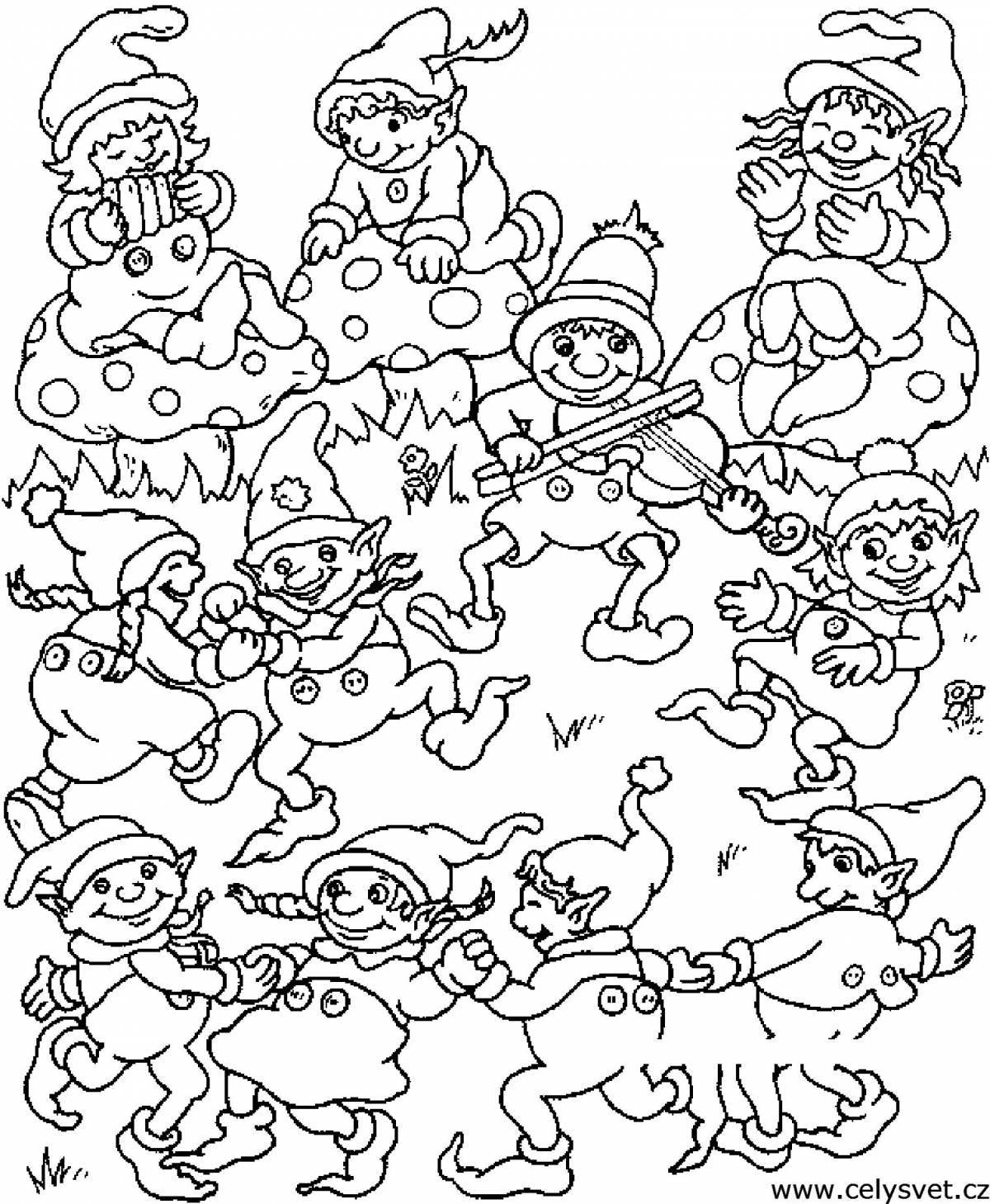 Coloring book joyful dwarf for the new year