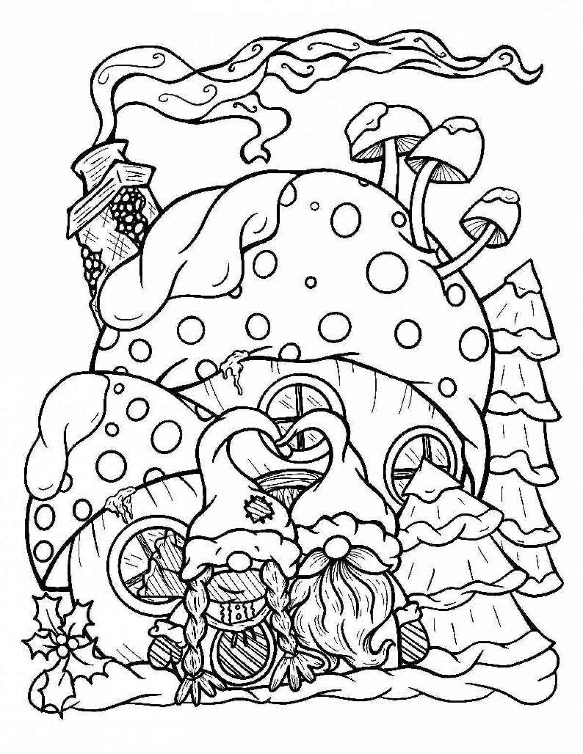 Christmas coloring bright gnome