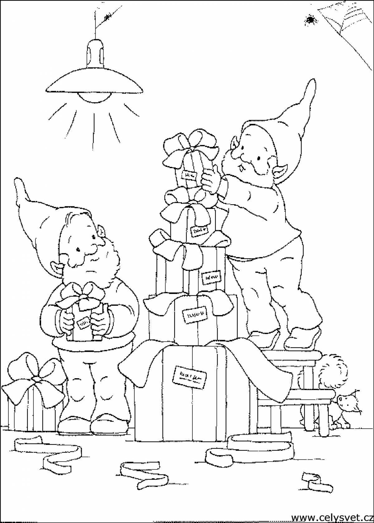 Christmas coloring book magic dwarf