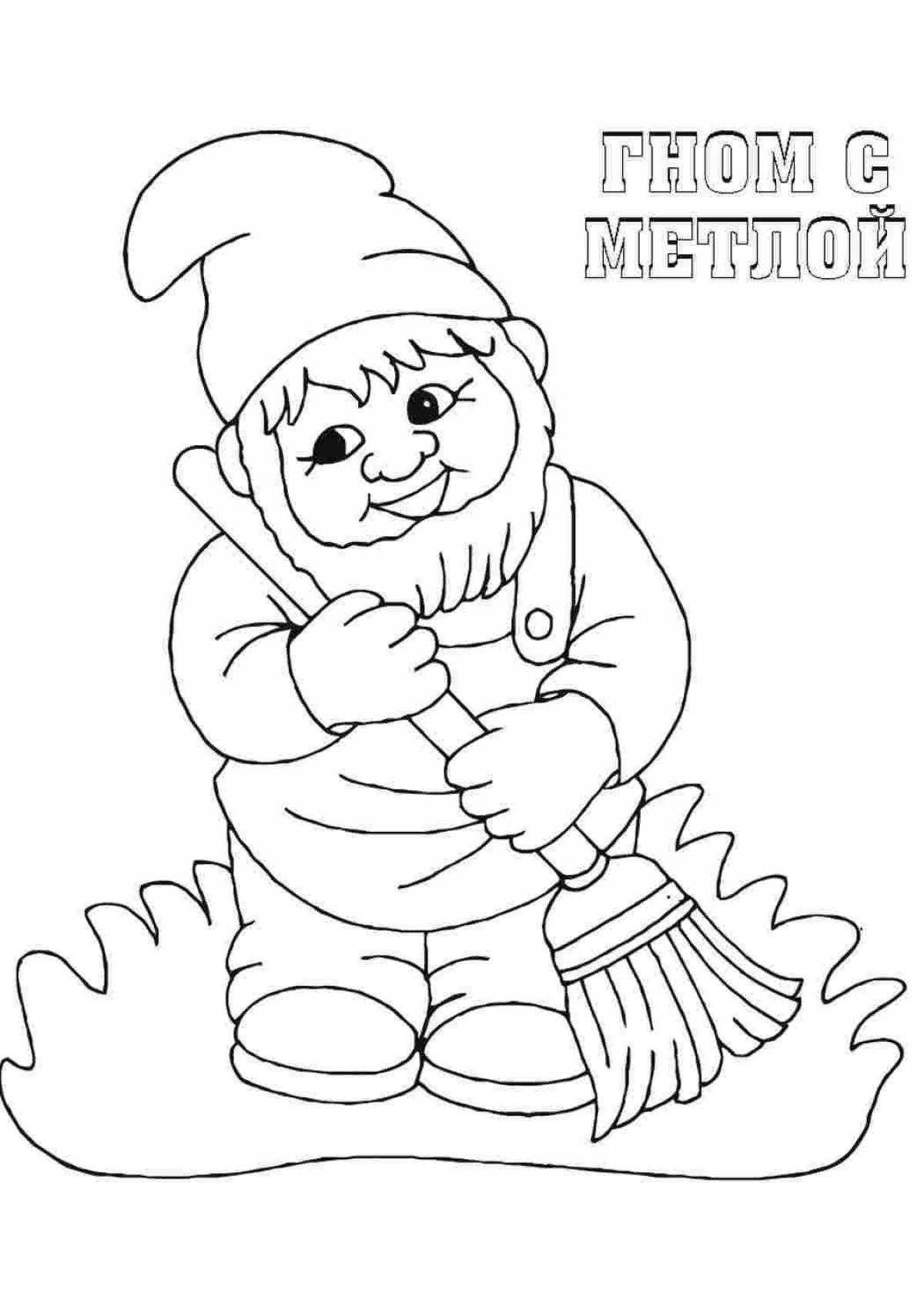 Coloring book gorgeous dwarf for the new year