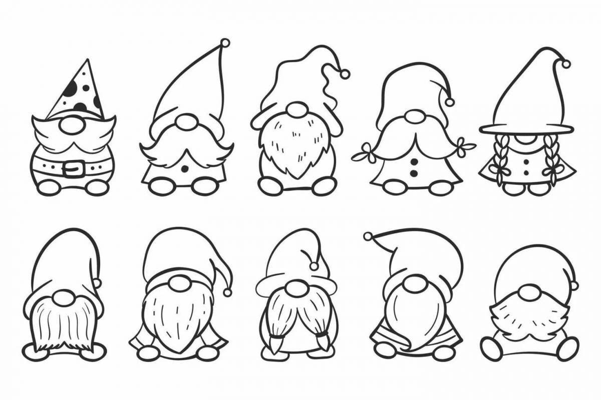 Fancy gnome Christmas coloring