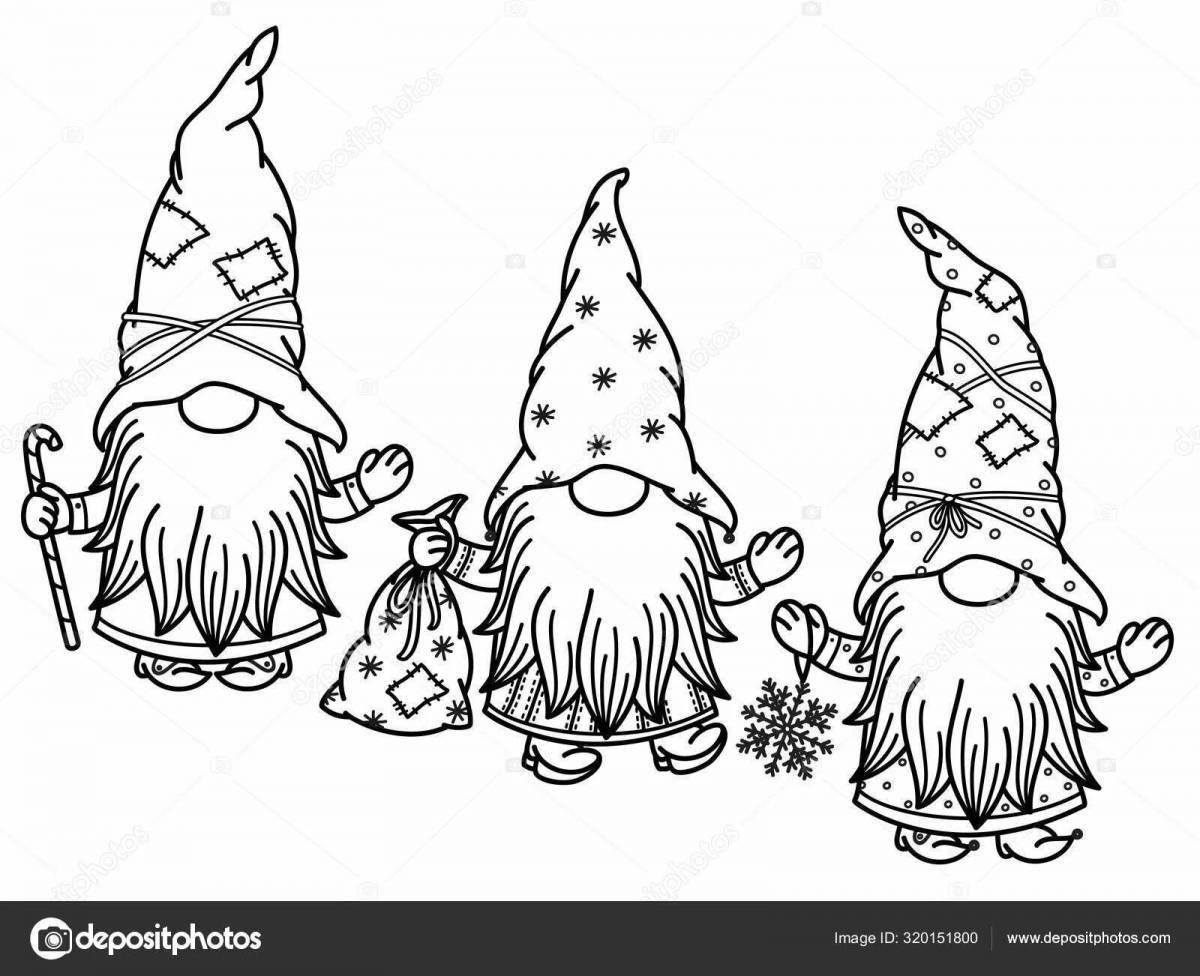 Exquisite gnome Christmas coloring book
