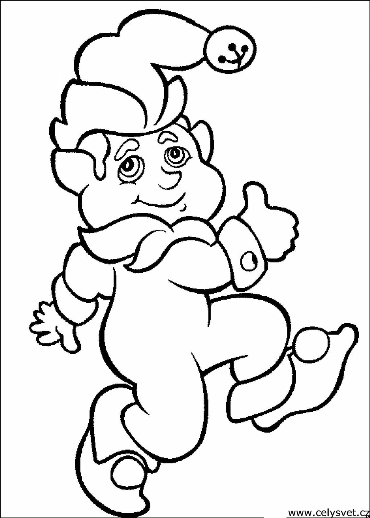 Glamourous dwarf coloring page for the new year