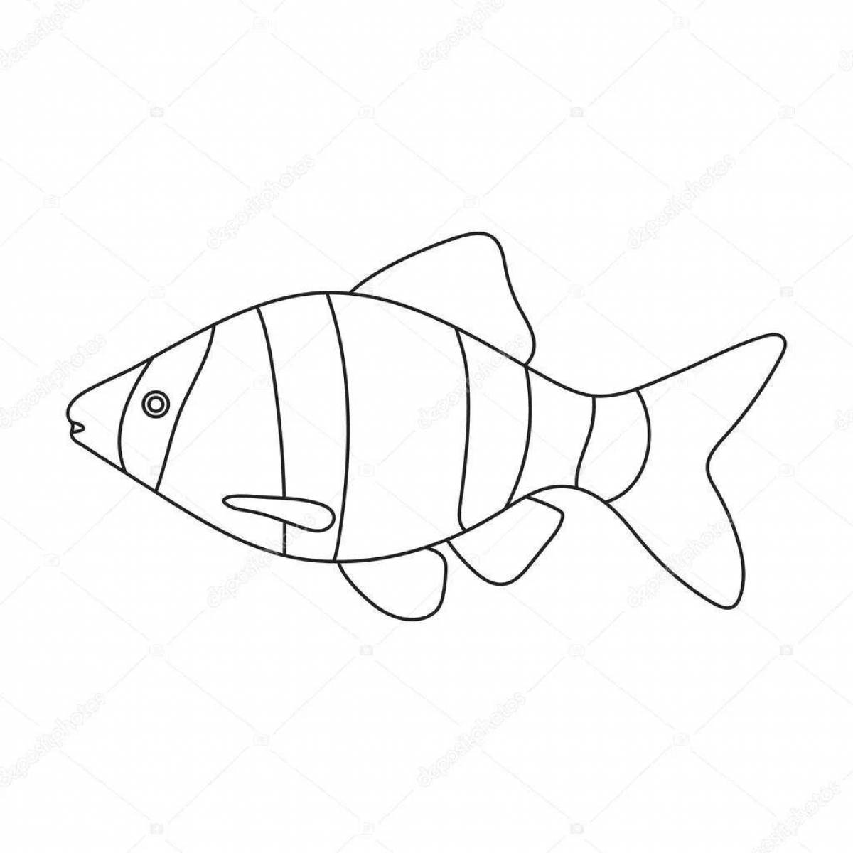 Раскраска большая аквариумная рыбка для детей