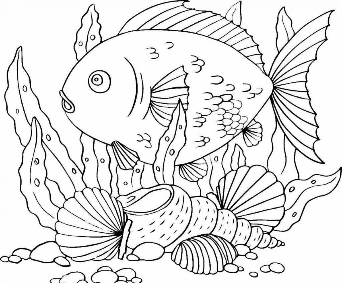 Great aquarium fish coloring page for kids