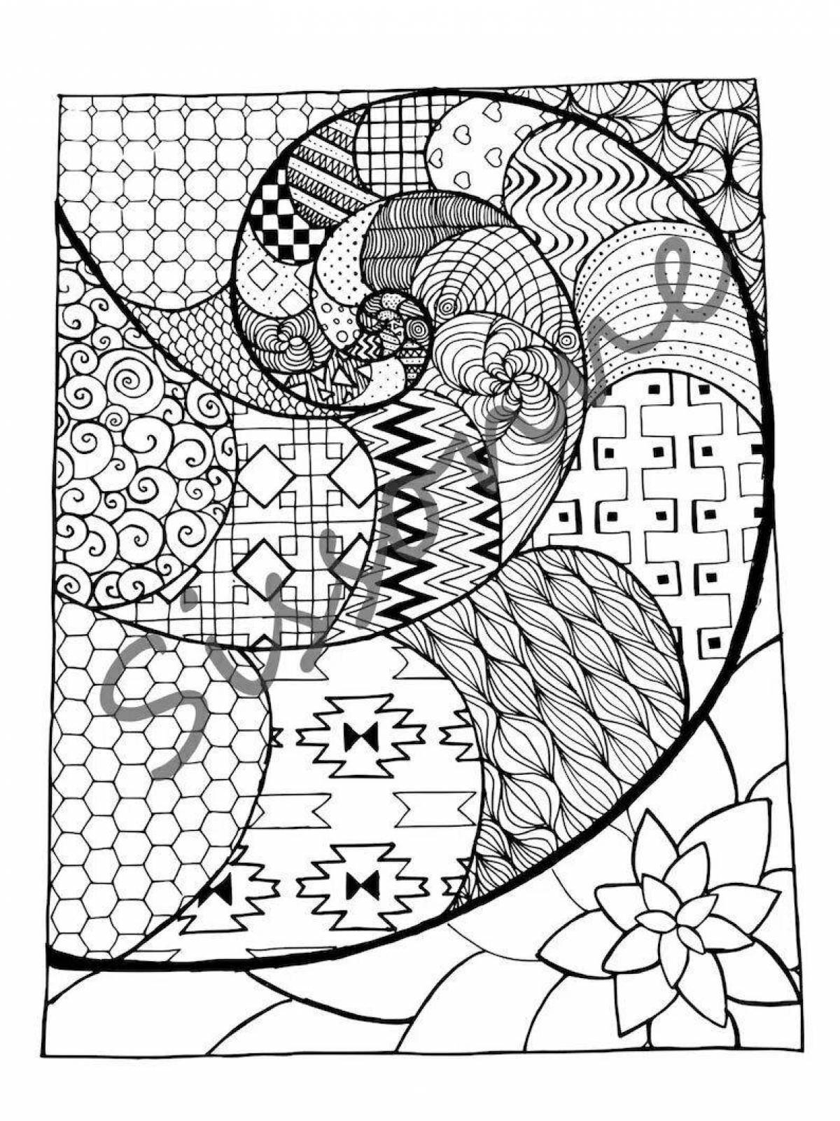 Coloring page funny spiral cat