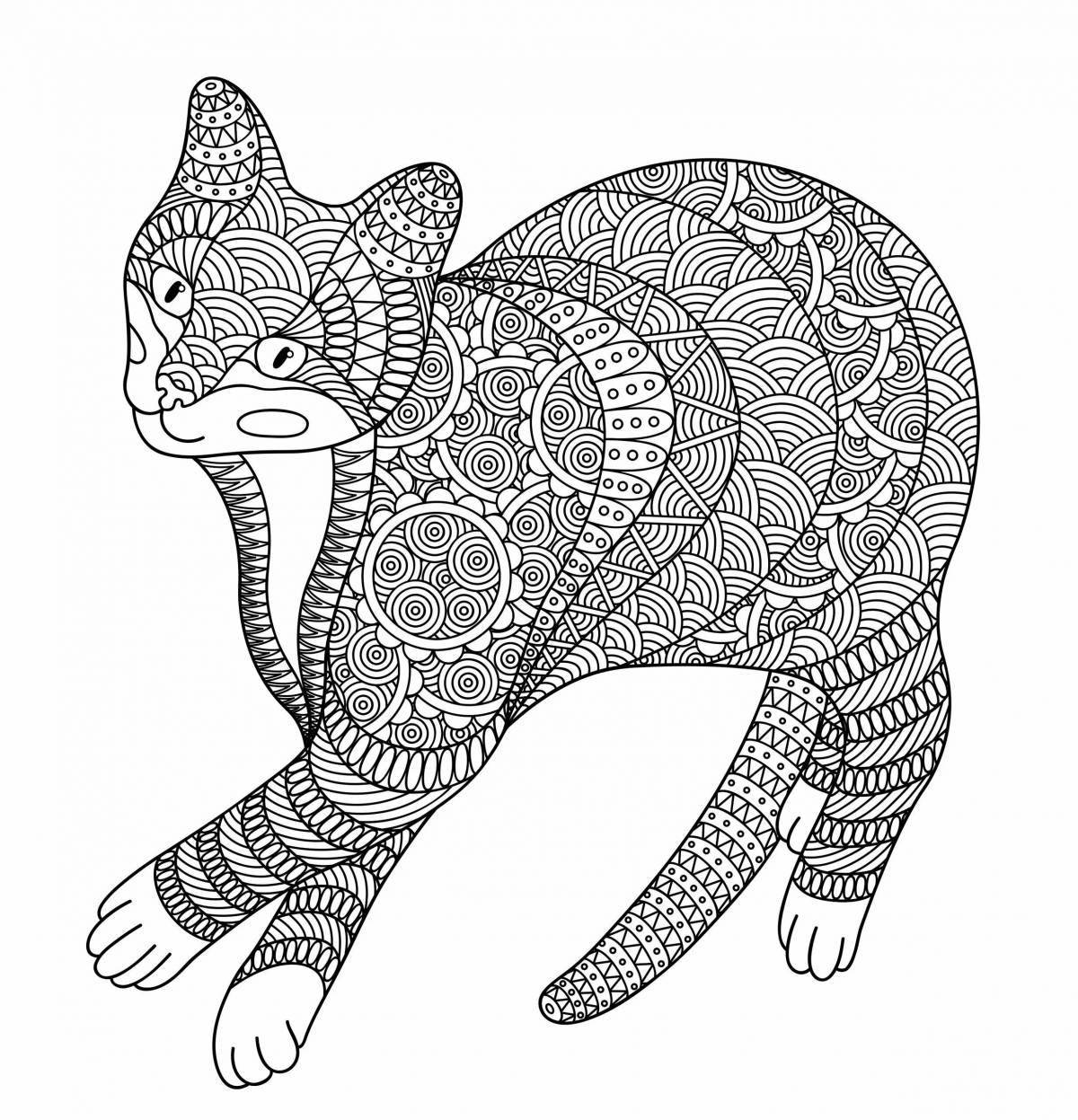 Sweet spiral cat coloring page