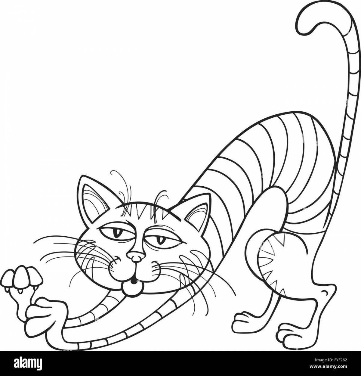 Раскраска очаровательная спиральная кошка