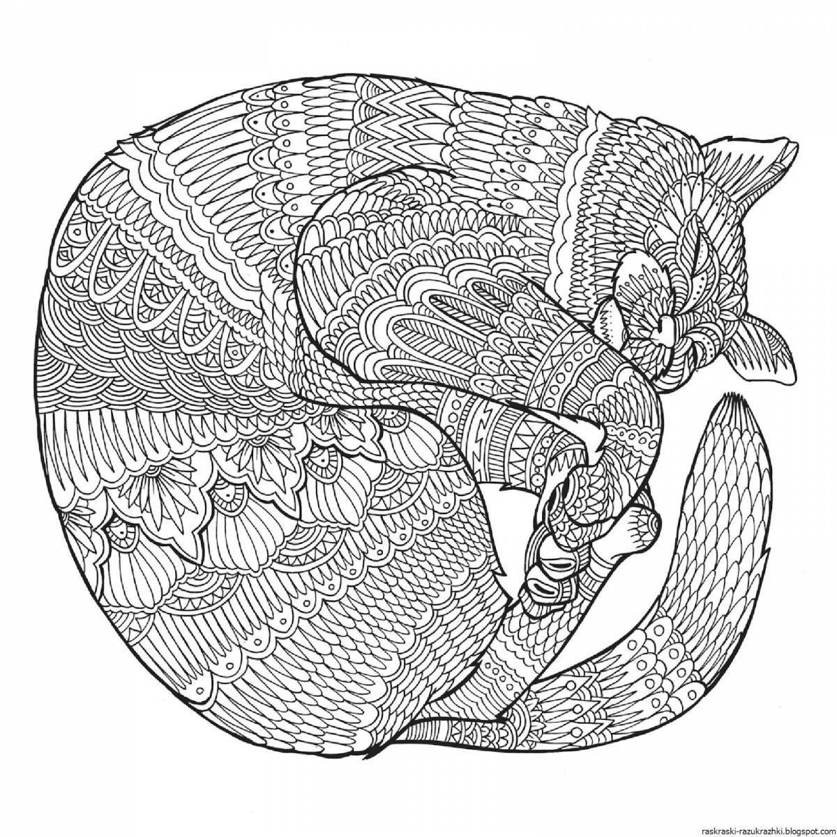 Раскраска ослепительная спиральная кошка