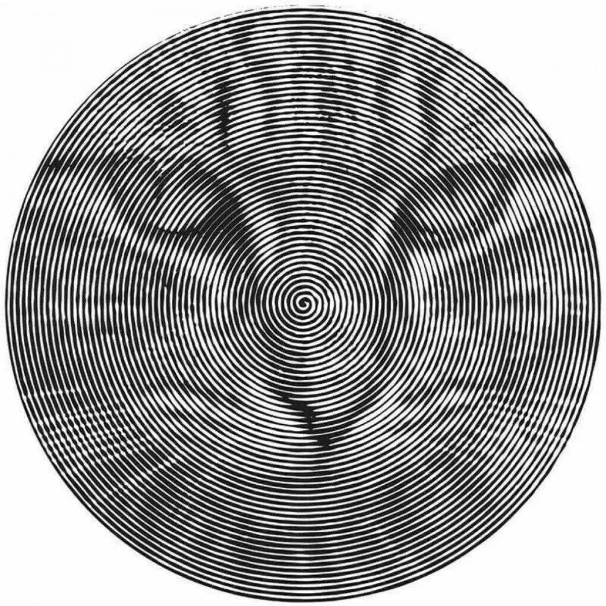 Уникальная страница раскраски спирального кота