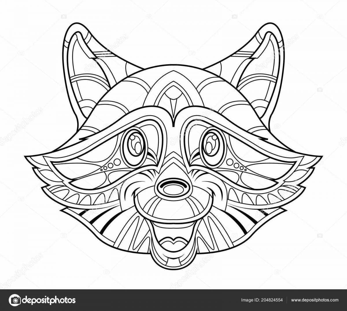 Coloring book alluring raccoon antistress