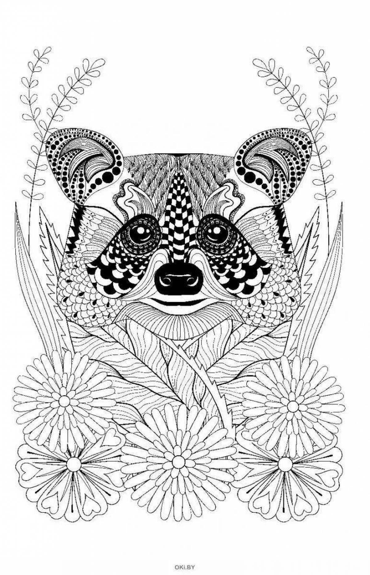 Amazing anti-stress coloring raccoon
