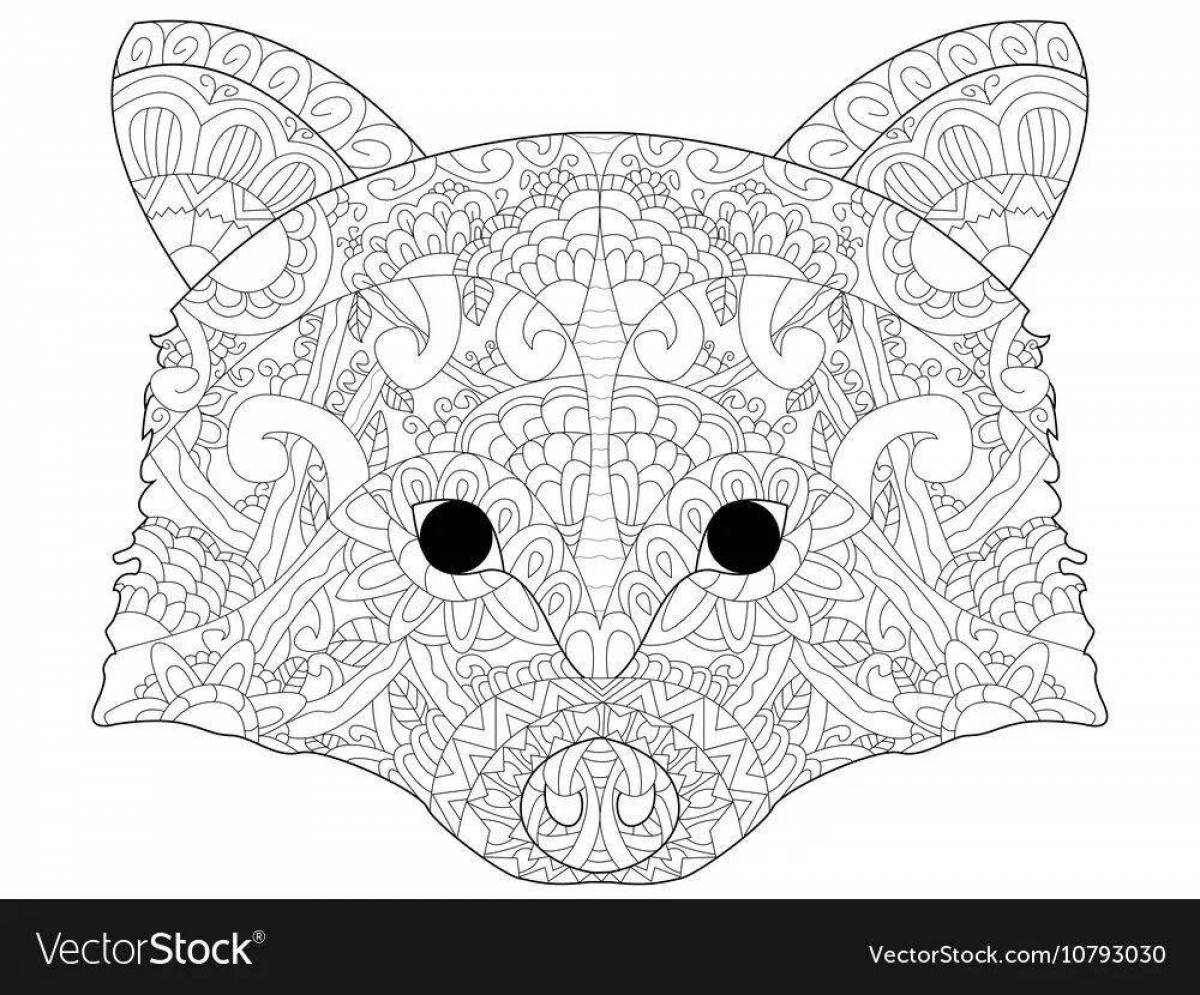 Coloring book blissful raccoon antistress