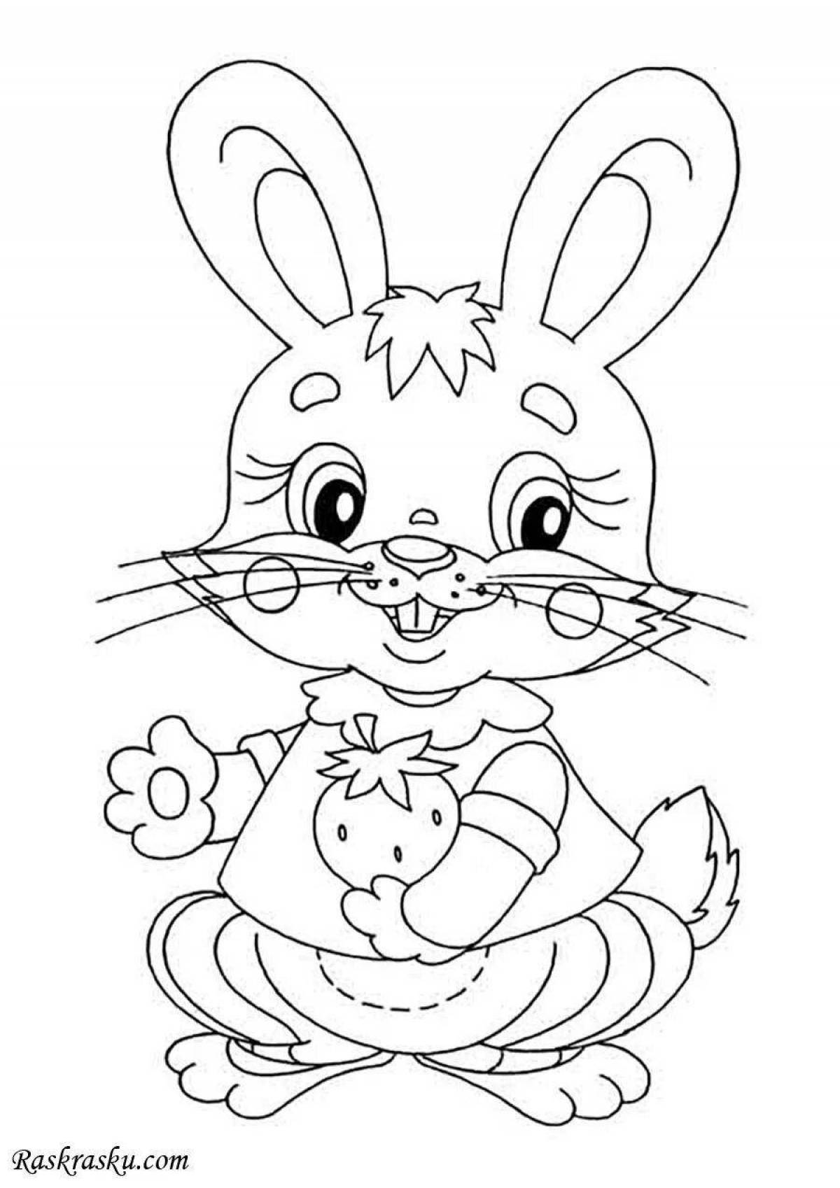 Adorable print rabbit coloring book