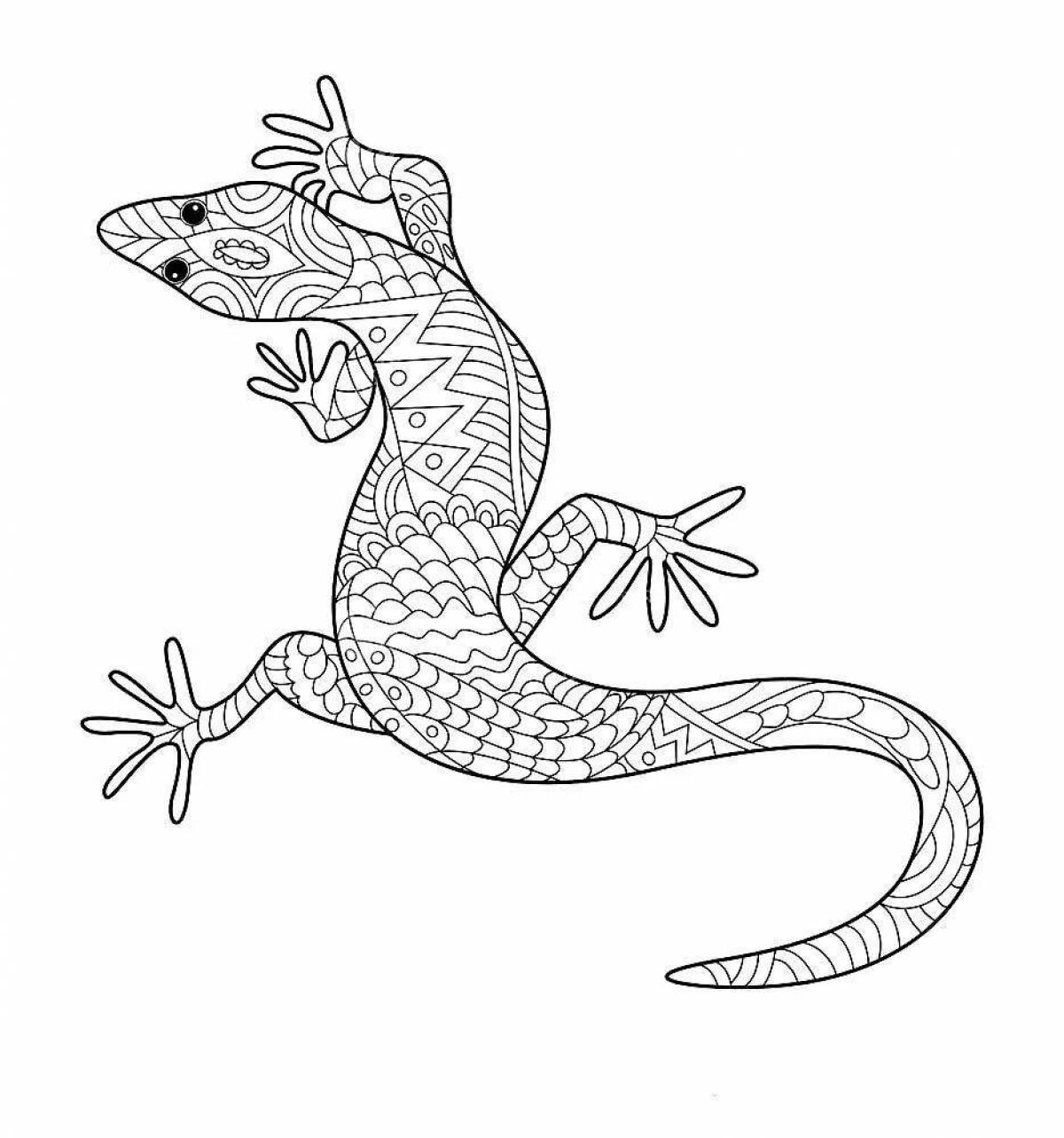 Coloring book playful antistress lizard