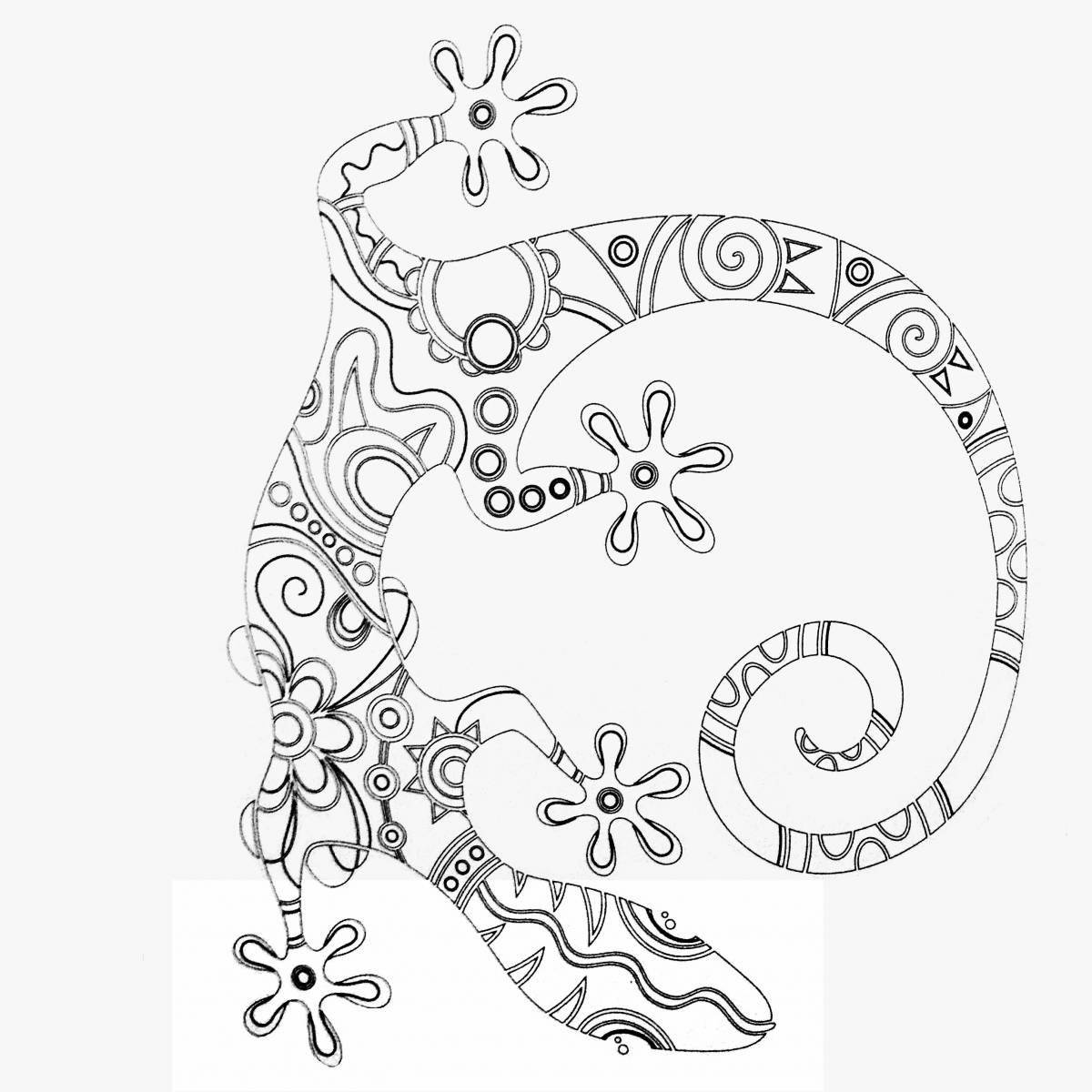 Раскраска безмятежная ящерица антистресс