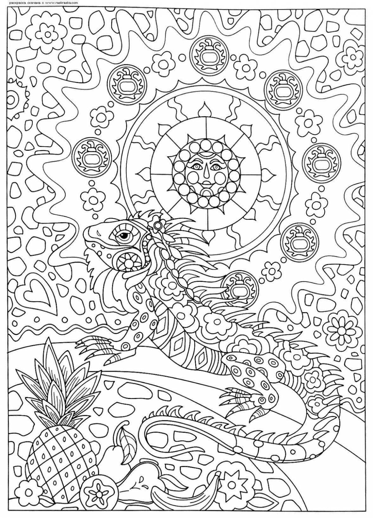 Coloring peaceful lizard antistress