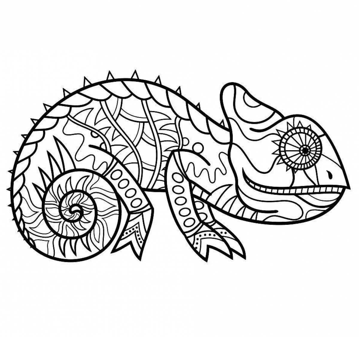 Очаровательная ящерица антистресс-раскраска