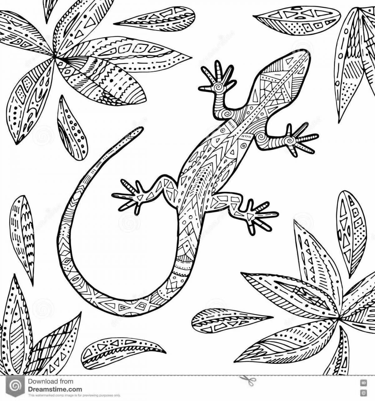 Incredible anti-stress lizard coloring book