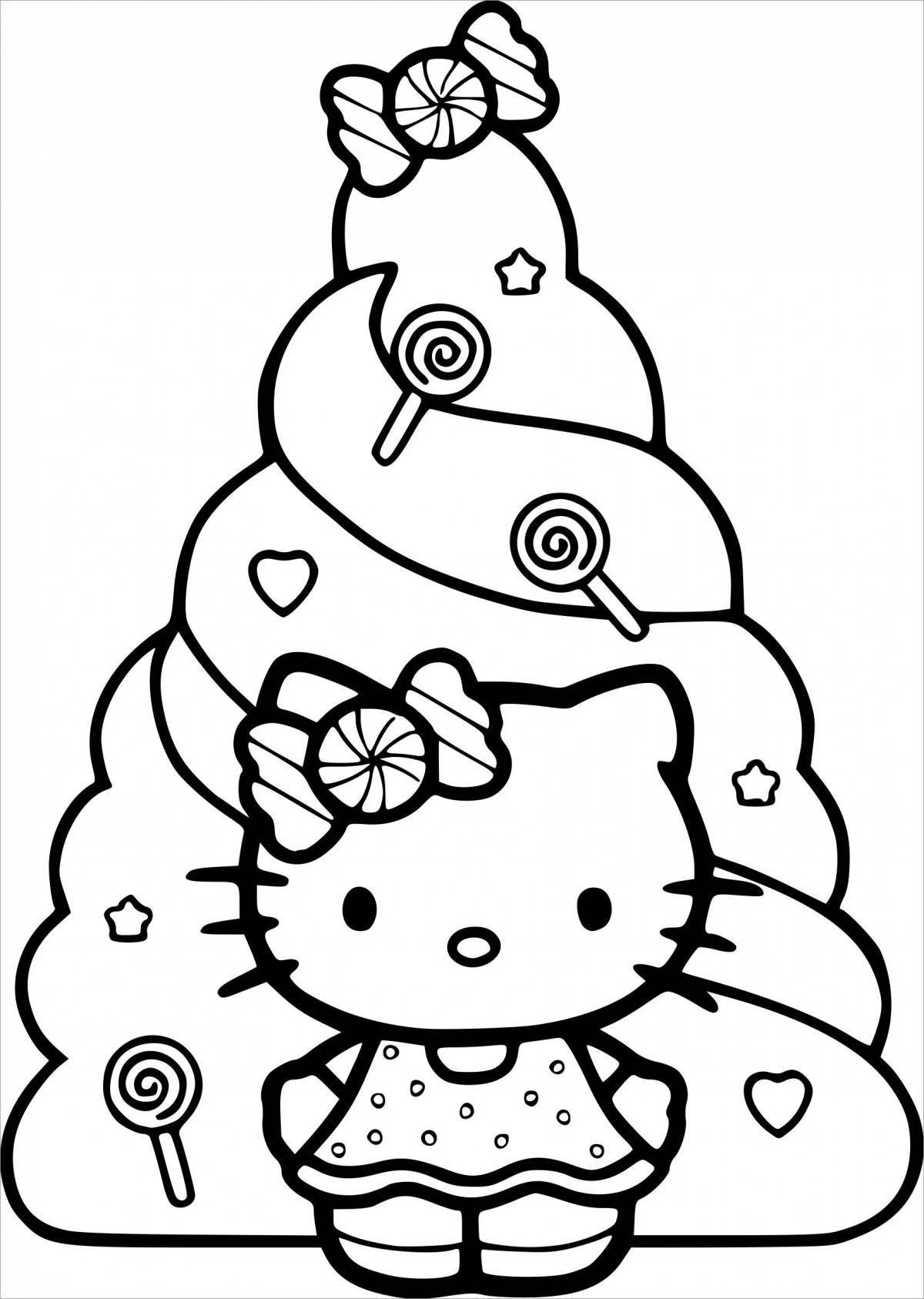 Joyful christmas coloring kitty