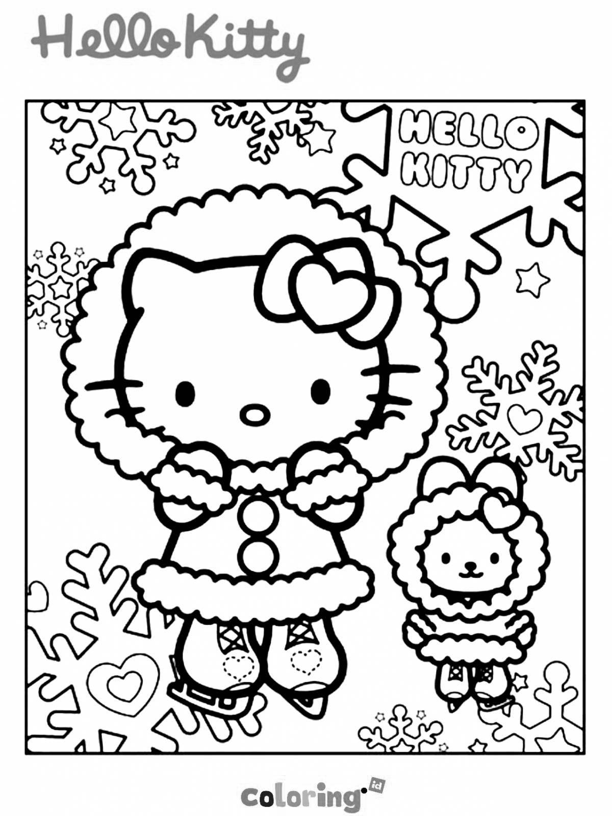 Playtime christmas kitty coloring page