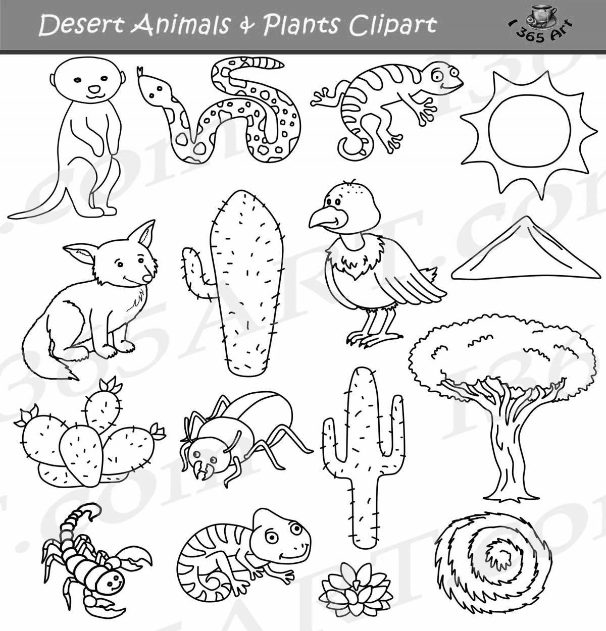 Playful coloring desert animals