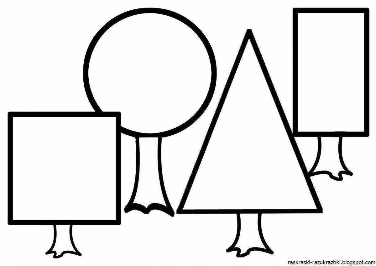 Stimulating geometric shapes coloring pages for preschoolers