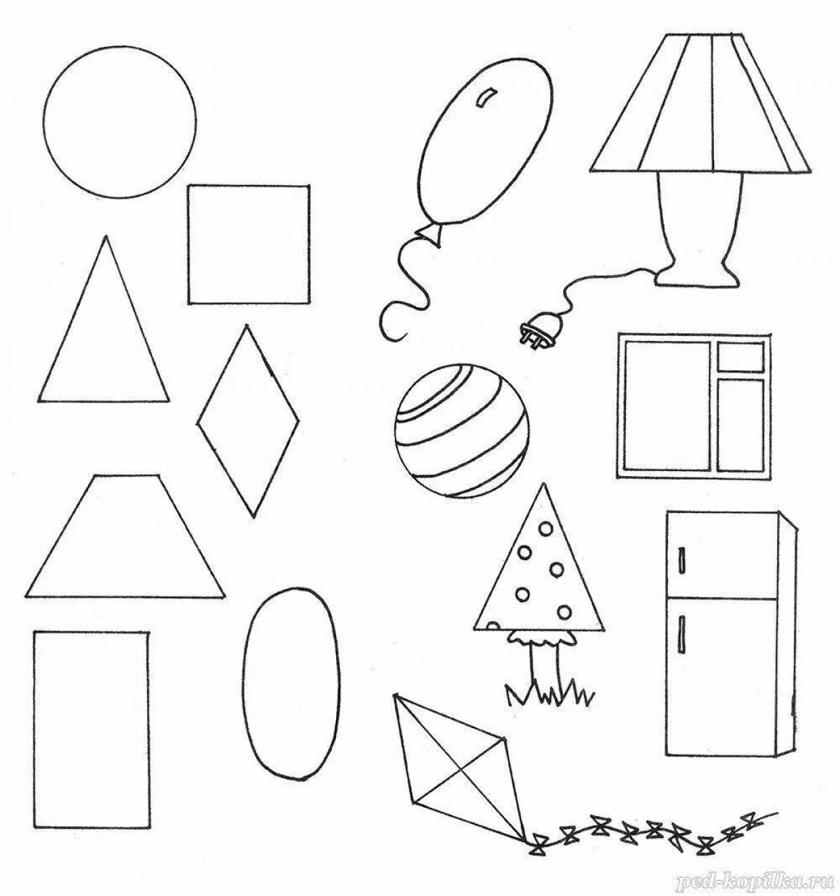 A fun coloring book of geometric shapes for 2-3 year olds